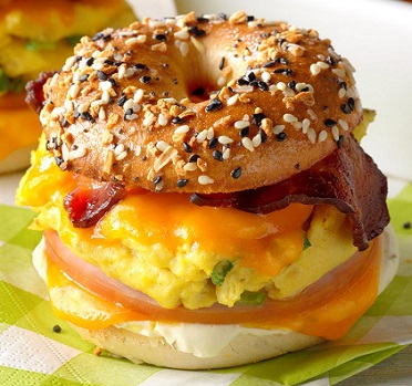 Breakfast Bagel Burger Recipe - Burgers Recipe | All rights reserved.
